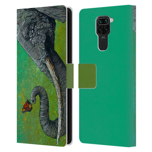 David Lozeau Colourful Grunge The Elephant Leather Book Wallet Case Cover For Xiaomi Redmi Note 9 / Redmi 10X 4G