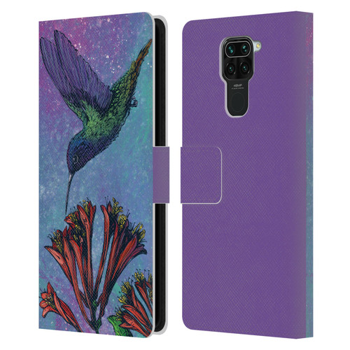 David Lozeau Colourful Grunge The Hummingbird Leather Book Wallet Case Cover For Xiaomi Redmi Note 9 / Redmi 10X 4G