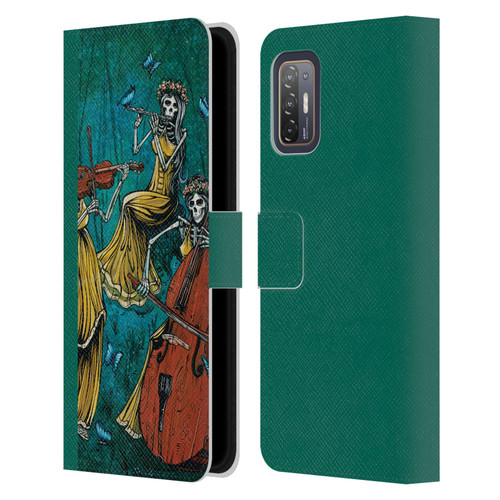 David Lozeau Colourful Art Three Female Leather Book Wallet Case Cover For HTC Desire 21 Pro 5G