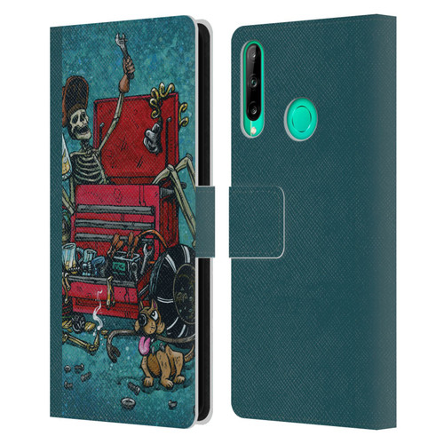 David Lozeau Colourful Art Garage Leather Book Wallet Case Cover For Huawei P40 lite E