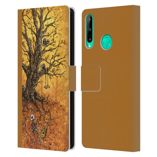 David Lozeau Colourful Art Tree Of Life Leather Book Wallet Case Cover For Huawei P40 lite E