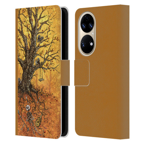 David Lozeau Colourful Art Tree Of Life Leather Book Wallet Case Cover For Huawei P50