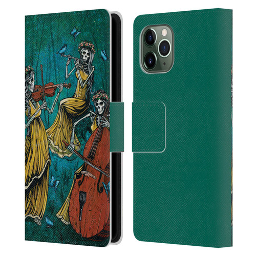 David Lozeau Colourful Art Three Female Leather Book Wallet Case Cover For Apple iPhone 11 Pro