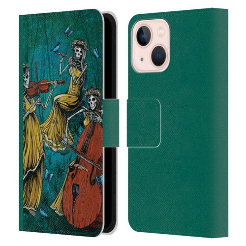 David Lozeau Colourful Art Three Female Leather Book Wallet Case Cover For Apple iPhone 13 Mini