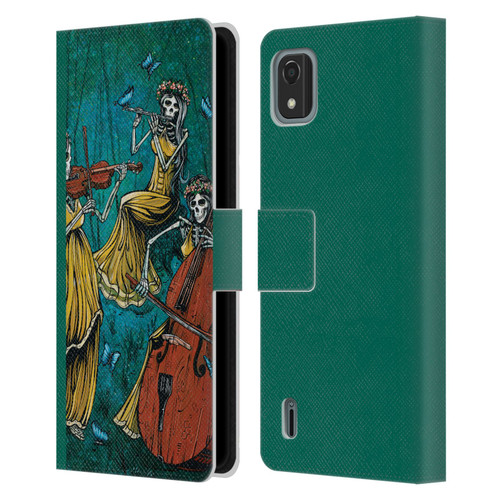 David Lozeau Colourful Art Three Female Leather Book Wallet Case Cover For Nokia C2 2nd Edition