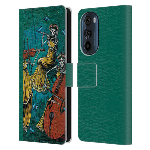David Lozeau Colourful Art Three Female Leather Book Wallet Case Cover For Motorola Edge 30