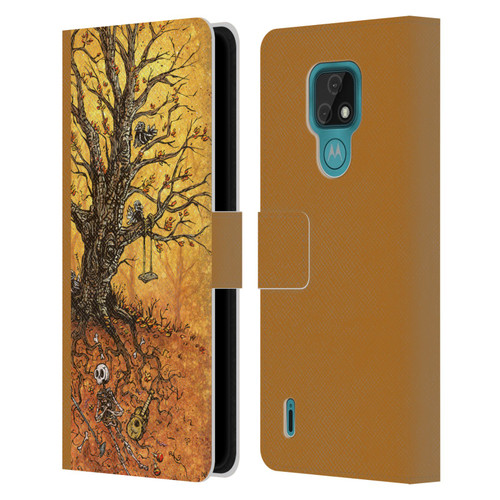 David Lozeau Colourful Art Tree Of Life Leather Book Wallet Case Cover For Motorola Moto E7