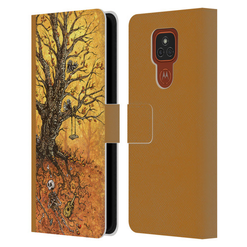 David Lozeau Colourful Art Tree Of Life Leather Book Wallet Case Cover For Motorola Moto E7 Plus