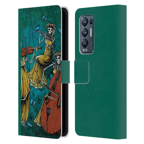 David Lozeau Colourful Art Three Female Leather Book Wallet Case Cover For OPPO Find X3 Neo / Reno5 Pro+ 5G