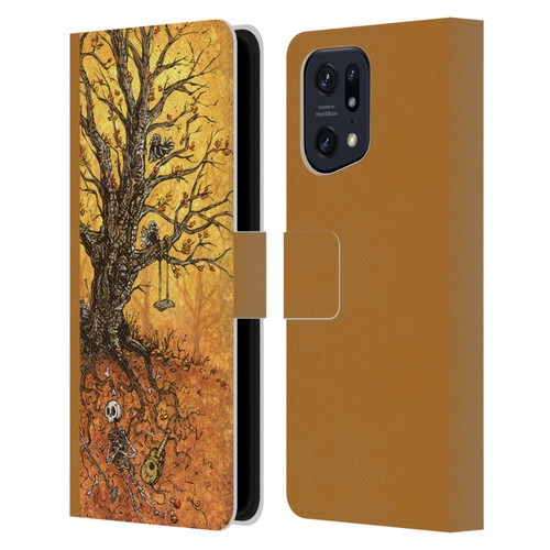 David Lozeau Colourful Art Tree Of Life Leather Book Wallet Case Cover For OPPO Find X5