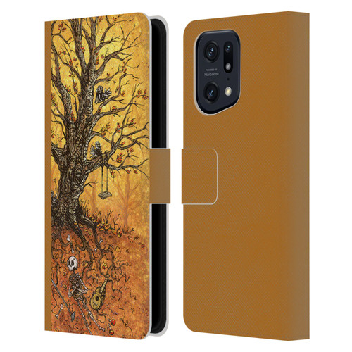 David Lozeau Colourful Art Tree Of Life Leather Book Wallet Case Cover For OPPO Find X5 Pro