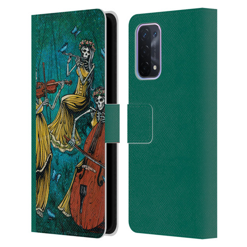 David Lozeau Colourful Art Three Female Leather Book Wallet Case Cover For OPPO A54 5G