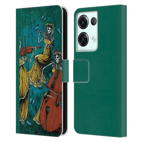 David Lozeau Colourful Art Three Female Leather Book Wallet Case Cover For OPPO Reno8 Pro