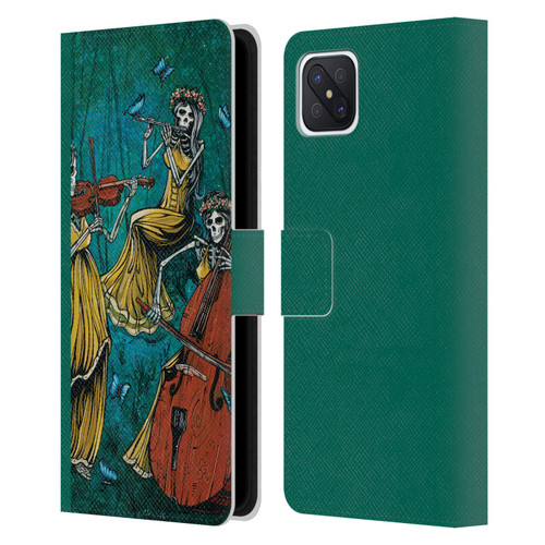 David Lozeau Colourful Art Three Female Leather Book Wallet Case Cover For OPPO Reno4 Z 5G