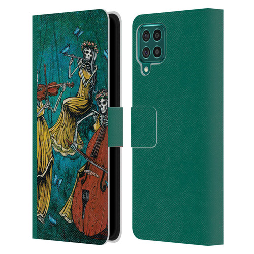 David Lozeau Colourful Art Three Female Leather Book Wallet Case Cover For Samsung Galaxy F62 (2021)