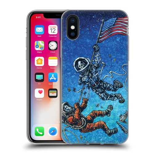 David Lozeau Skeleton Grunge Astronaut Battle Soft Gel Case for Apple iPhone X / iPhone XS