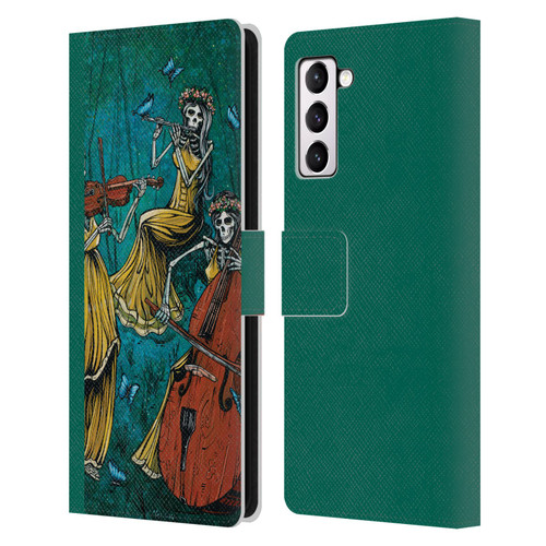 David Lozeau Colourful Art Three Female Leather Book Wallet Case Cover For Samsung Galaxy S21+ 5G