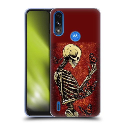 David Lozeau Skeleton Grunge Butterflies Soft Gel Case for Motorola Moto E7 Power / Moto E7i Power