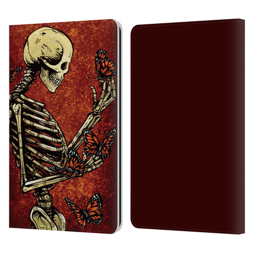 David Lozeau Skeleton Grunge Butterflies Leather Book Wallet Case Cover For Amazon Kindle Paperwhite 1 / 2 / 3