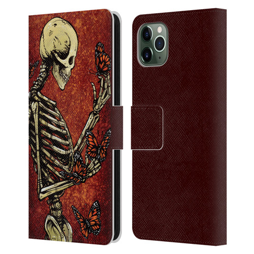 David Lozeau Skeleton Grunge Butterflies Leather Book Wallet Case Cover For Apple iPhone 11 Pro Max