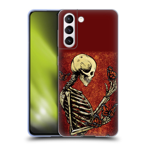 David Lozeau Skeleton Grunge Butterflies Soft Gel Case for Samsung Galaxy S21 5G