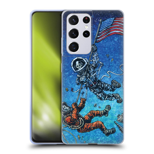 David Lozeau Skeleton Grunge Astronaut Battle Soft Gel Case for Samsung Galaxy S21 Ultra 5G