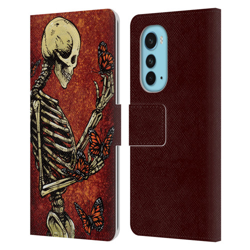 David Lozeau Skeleton Grunge Butterflies Leather Book Wallet Case Cover For Motorola Edge (2022)