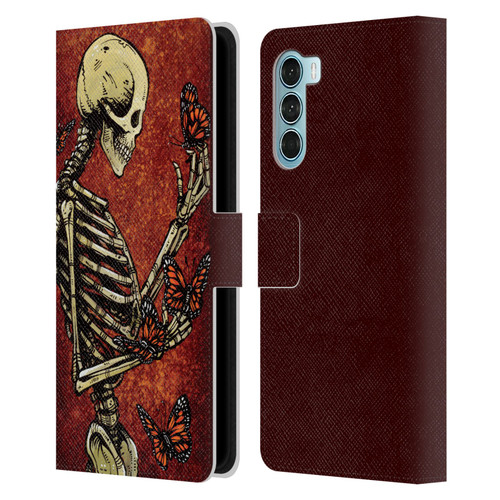 David Lozeau Skeleton Grunge Butterflies Leather Book Wallet Case Cover For Motorola Edge S30 / Moto G200 5G