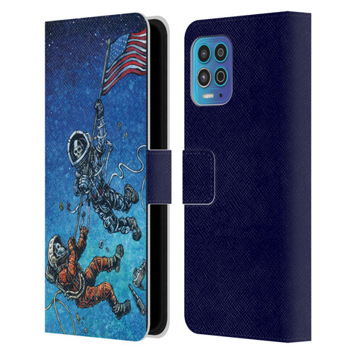 David Lozeau Skeleton Grunge Astronaut Battle Leather Book Wallet Case Cover For Motorola Moto G100