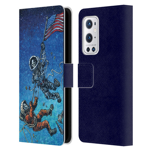 David Lozeau Skeleton Grunge Astronaut Battle Leather Book Wallet Case Cover For OnePlus 9 Pro