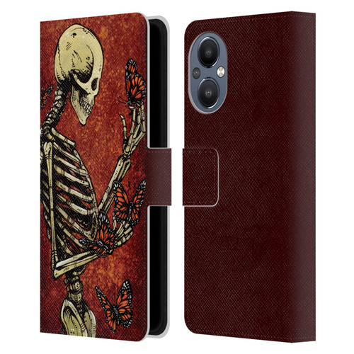 David Lozeau Skeleton Grunge Butterflies Leather Book Wallet Case Cover For OnePlus Nord N20 5G