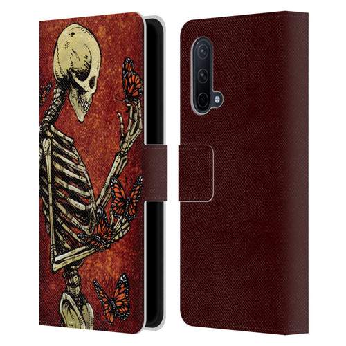 David Lozeau Skeleton Grunge Butterflies Leather Book Wallet Case Cover For OnePlus Nord CE 5G