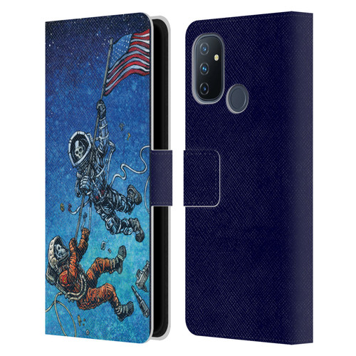 David Lozeau Skeleton Grunge Astronaut Battle Leather Book Wallet Case Cover For OnePlus Nord N100