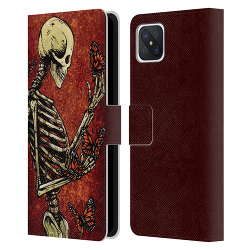 David Lozeau Skeleton Grunge Butterflies Leather Book Wallet Case Cover For OPPO Reno4 Z 5G