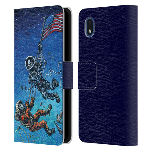 David Lozeau Skeleton Grunge Astronaut Battle Leather Book Wallet Case Cover For Samsung Galaxy A01 Core (2020)