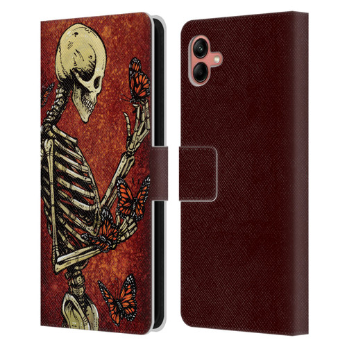 David Lozeau Skeleton Grunge Butterflies Leather Book Wallet Case Cover For Samsung Galaxy A04 (2022)