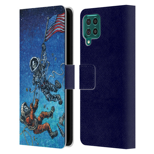 David Lozeau Skeleton Grunge Astronaut Battle Leather Book Wallet Case Cover For Samsung Galaxy F62 (2021)