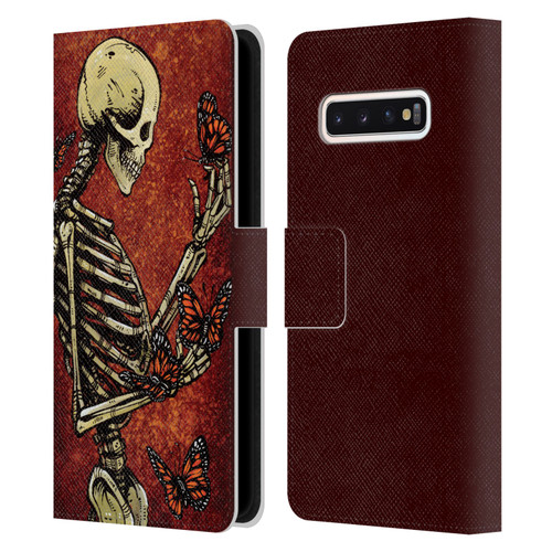David Lozeau Skeleton Grunge Butterflies Leather Book Wallet Case Cover For Samsung Galaxy S10
