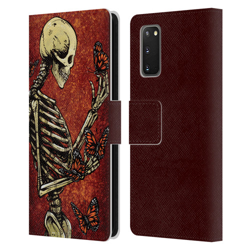David Lozeau Skeleton Grunge Butterflies Leather Book Wallet Case Cover For Samsung Galaxy S20 / S20 5G