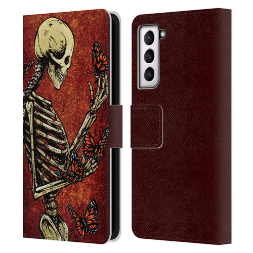 David Lozeau Skeleton Grunge Butterflies Leather Book Wallet Case Cover For Samsung Galaxy S21 5G