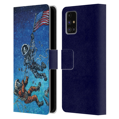 David Lozeau Skeleton Grunge Astronaut Battle Leather Book Wallet Case Cover For Samsung Galaxy M31s (2020)