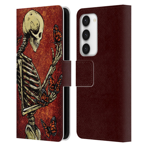 David Lozeau Skeleton Grunge Butterflies Leather Book Wallet Case Cover For Samsung Galaxy S23 5G