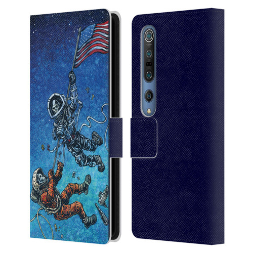 David Lozeau Skeleton Grunge Astronaut Battle Leather Book Wallet Case Cover For Xiaomi Mi 10 5G / Mi 10 Pro 5G