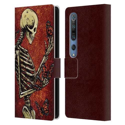 David Lozeau Skeleton Grunge Butterflies Leather Book Wallet Case Cover For Xiaomi Mi 10 5G / Mi 10 Pro 5G