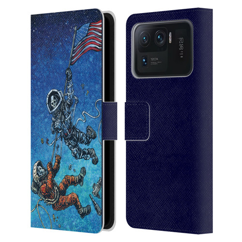 David Lozeau Skeleton Grunge Astronaut Battle Leather Book Wallet Case Cover For Xiaomi Mi 11 Ultra