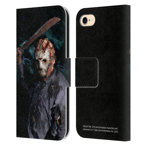 Friday the 13th: Jason Goes To Hell Graphics Jason Voorhees Leather Book Wallet Case Cover For Apple iPhone 7 / 8 / SE 2020 & 2022