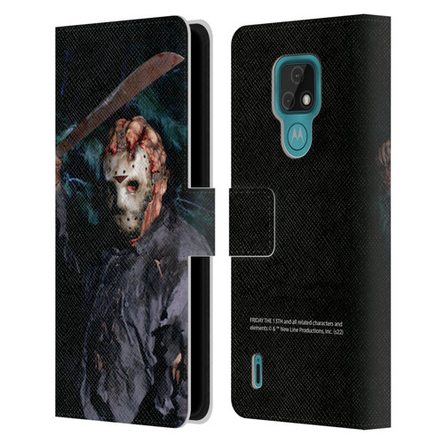 Friday the 13th: Jason Goes To Hell Graphics Jason Voorhees Leather Book Wallet Case Cover For Motorola Moto E7