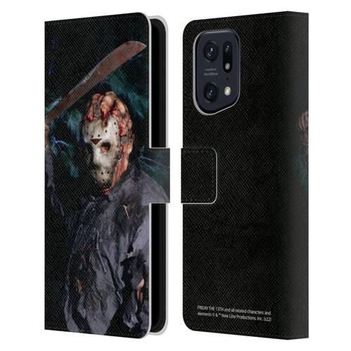 Friday the 13th: Jason Goes To Hell Graphics Jason Voorhees Leather Book Wallet Case Cover For OPPO Find X5 Pro