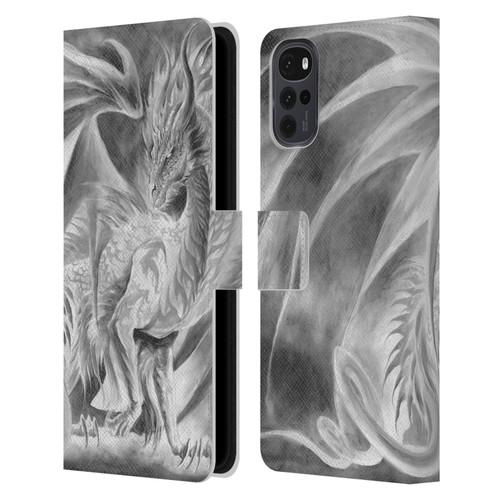 Ruth Thompson Dragons Silver Ice Leather Book Wallet Case Cover For Motorola Moto G22