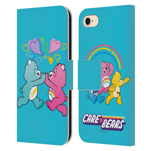 Care Bears Characters Funshine, Cheer And Grumpy Group 2 Leather Book Wallet Case Cover For Apple iPhone 7 / 8 / SE 2020 & 2022